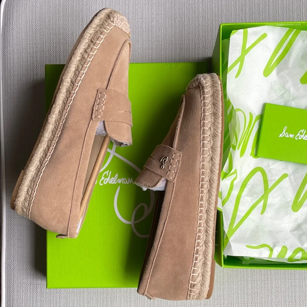 Sam Edelman KAI Penny Loafers Espadrille- taupe Suede US8M new in box